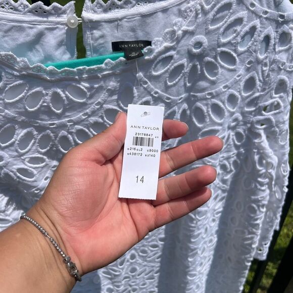 Ann Taylor Scalloped Eyelet Cotton Dress NWT - Picture 5 of 8